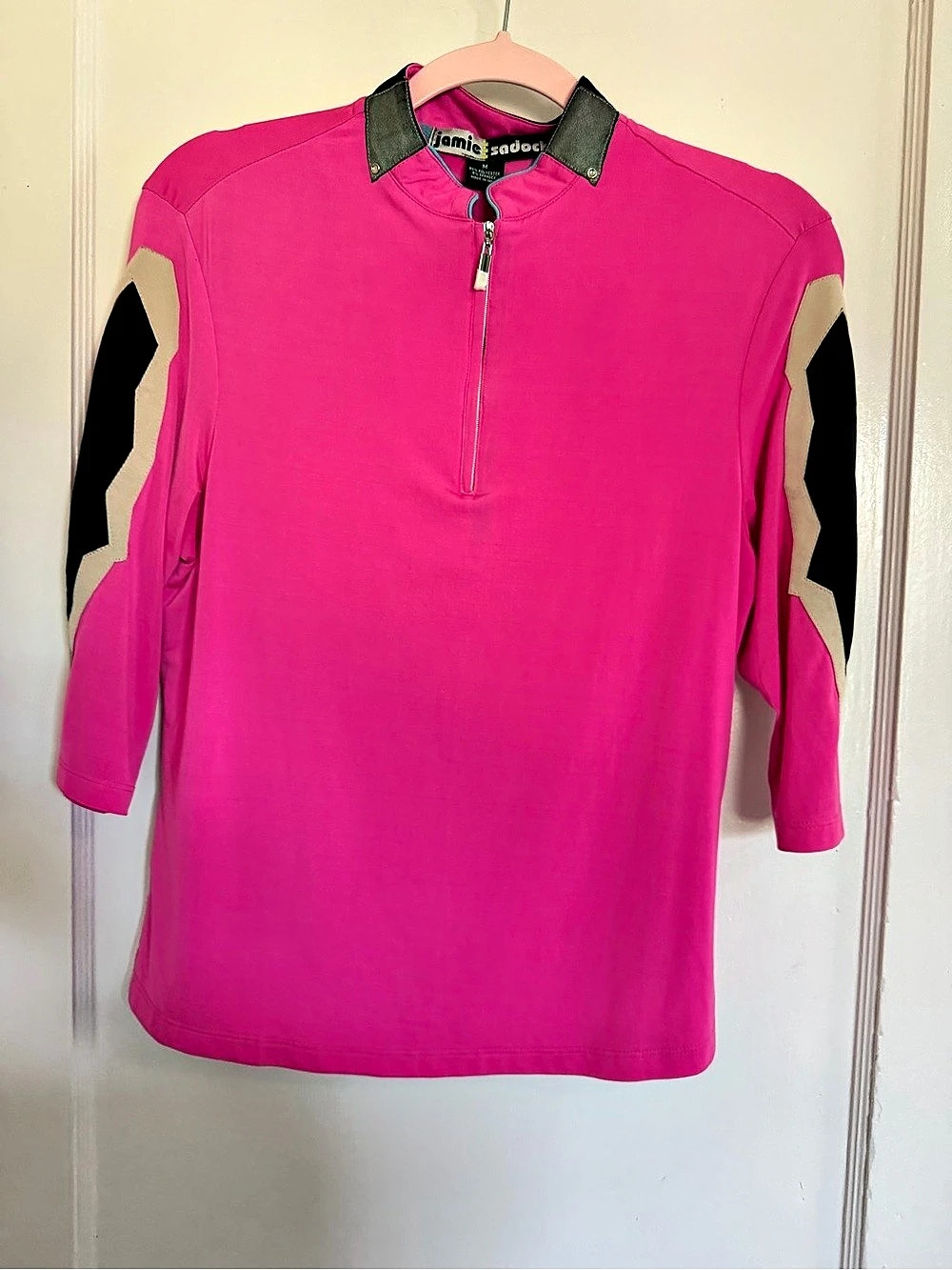 Jamie Sadock Pink Geometric Half-Zip Top Like New